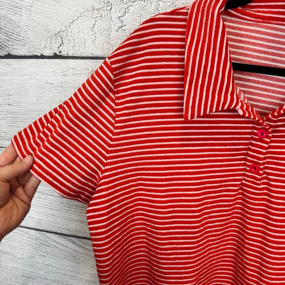 Cider Plus Size Red & White Striped 2 Piece Terry Short Set Size 4XL - Picture 4 of 12